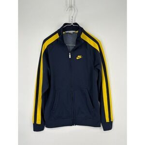 Nike Track Jacket Mens M Blue Yellow Full Zip Athletic Active Logo